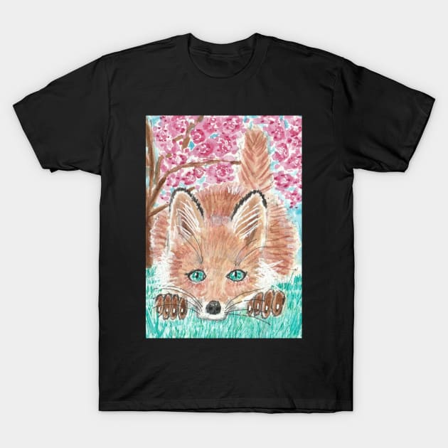 Cute baby fox  painting T-Shirt by SamsArtworks